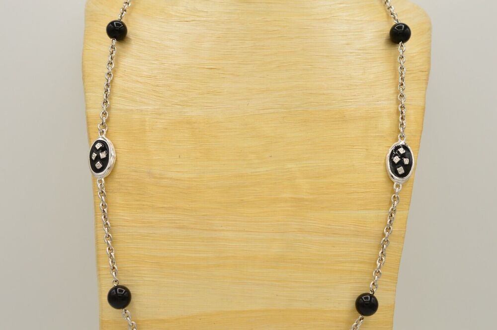 Givenchy Vintage Logo Necklace Reversible Black Bead Chain Runway Signed Bin1D